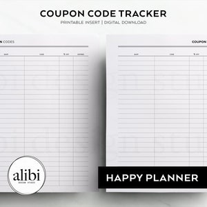 Planificador Happy Planner imprimible con código de cupón, planificador de presupuesto de compras, insertos imprimibles HP Classic