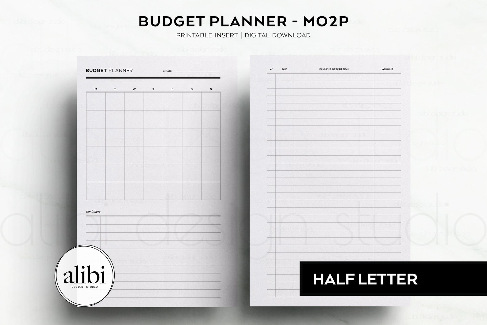 Half Letter Budget Planner Bill Tracker Monthly Planner Expense Tracker ...