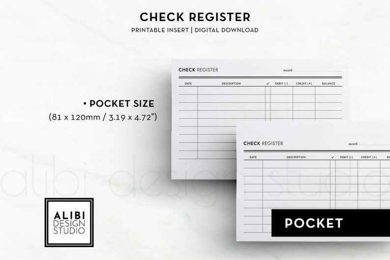 Pocket Printable Checkbook Register Financial Planner Budget Etsy