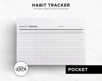 Pocket Habit Tracker Monatsplaner Pocket druckbare Planereinlagen