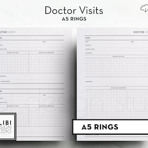 A5 Doctor Visits Medical Appointment Tracker A5 Printable Planner Inserts Health Planner Medical Inserts Medical Record