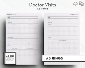 A5 Doctor Visits Medical Appointment Tracker A5 Printable Planner Inserts Health Planner Medical Inserts Medical Record