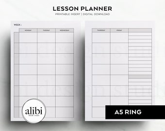 A5 Lesson Planner Student Planner Teacher Planner A5 Printable Planner Insert