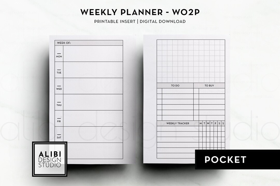 Pocket Weekly Planner Weekly on 2 Page Pocket Printable Planner Inserts ...