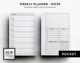 Pocket Weekly Planner Weekly on 2 Page Pocket Printable Planner Inserts To Do List Habit Tracker Grid Paper