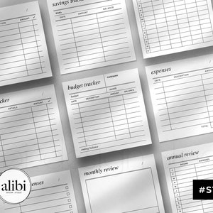 Notas adhesivas imprimibles de finanzas, tarjetas de planificación imprimibles - 12 diseños / Accesorios imprimibles para seguimiento de gastos, ingresos, presupuesto y facturas / #ST04