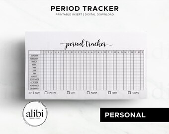 Personal Period Tracker Menstrual Cycle Printable Planner Insert Monthly Health Journal Printable Period Calendar Yearly Overview
