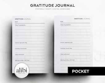 Pocket Printable Gratitude Journal Daily Reflection Self Care Planner Mindfulness Planner Pocket Printable Planner Inserts