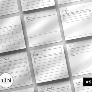 Druckbare Sticky Notes, druckbare Planner Karten - 24 Designs | Minimalistisches und funktionales druckbares Planer Zubehör | #ST02