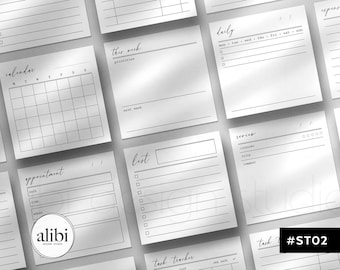 Printable Sticky Notes, Printable Planner Cards - 24 Designs | Minimalistic and functional printable planner accessories | #ST02
