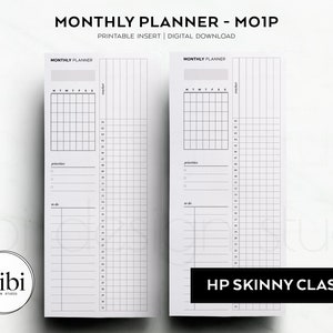 Skinny Classic Happy Planner Month at a Glance Habit Tracker Monthly Planner HP Half Sheet Planner Printable Inserts