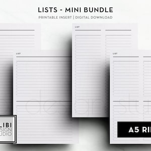 A5 Lists To Do List Wishlist Grocery List Task List A5 Printable Planner Inserts Student Printable