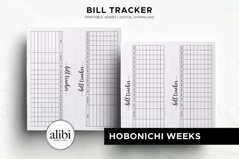 Planificador financiero Hobonichi Weeks con seguimiento de facturas, inserto imprimible y organizador de presupuesto (descarga digital) imagen 3