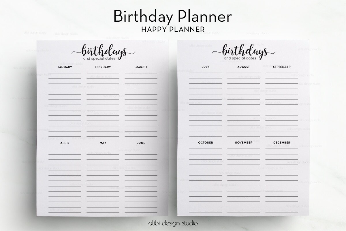 Happy Planner Birthday Planner Birthday Calendar for MAMBI Etsy