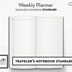Standard TN, Minimalist Weekly Planner Week on Two Pages Travelers Notebook Printable Inserts Hobonichi Weeks Style | Wo2P