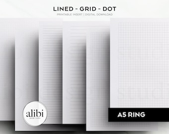 A5 Grid Paper Dot Grid Lined Paper Printables A5 Printable Planner Inserts