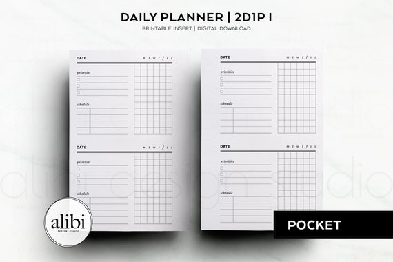 Daily (2 Days On 1 Page) Planner Inserts