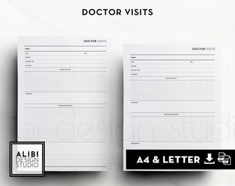 A4 Letter Doctor Visits Health Planner Health Record Medical Printable Insert