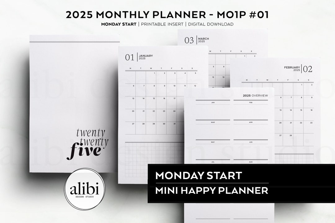 HP MINI 2025 Monthly Planner 2025 Month at a Glance Month on One Page ...