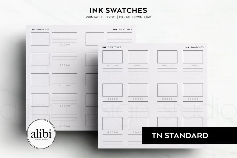 Standard TN Ink Swatches Printable Book Ink Collection Color Swatch ...