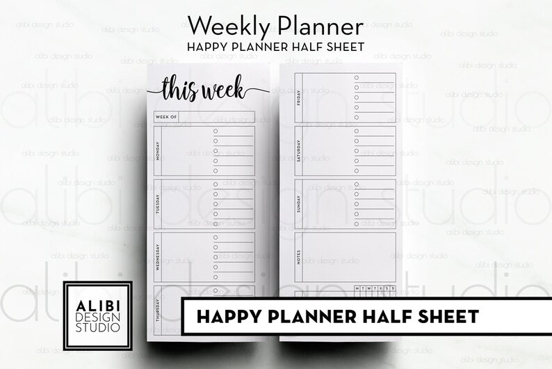 Happy Planner Half Sheet Weekly Planner Week On 2 Pages For Etsy