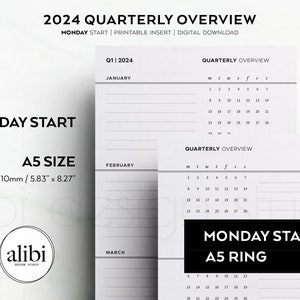 A5 2024 Quarterly Overview Future Log 2024 Calendar A5 Printable ...