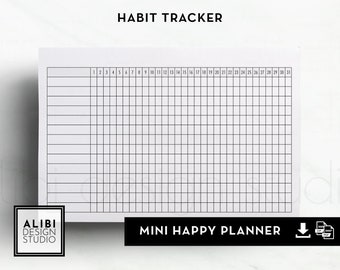 HP MINI Habit Tracker Monthly Planner MINI Happy Planner Printable Inserts