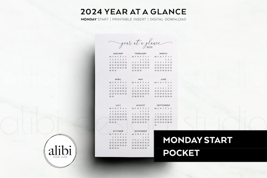 Pocket 2024 Year at A Glance Dashboard 2024 Calendar Pocket - Etsy ...
