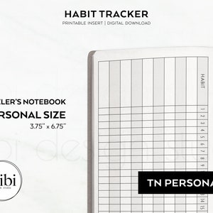 Personal TN Habit Tracker Monthly Planner Traveler's Notebook Printable Inserts Refill image 2