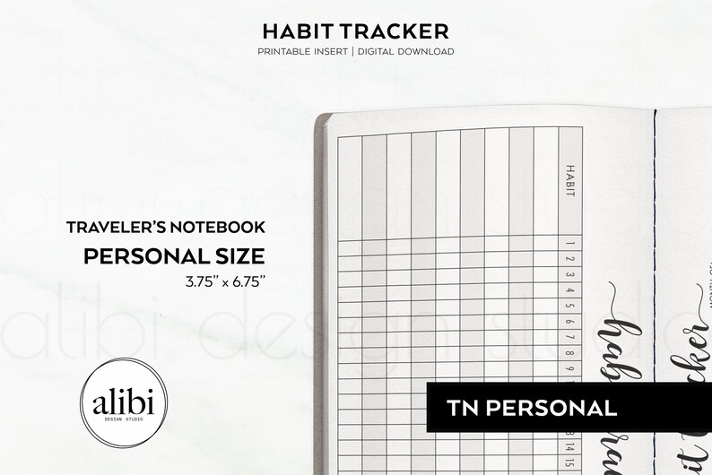 Personal TN Habit Tracker Monthly Planner Traveler's Notebook Printable Inserts Refill image 2