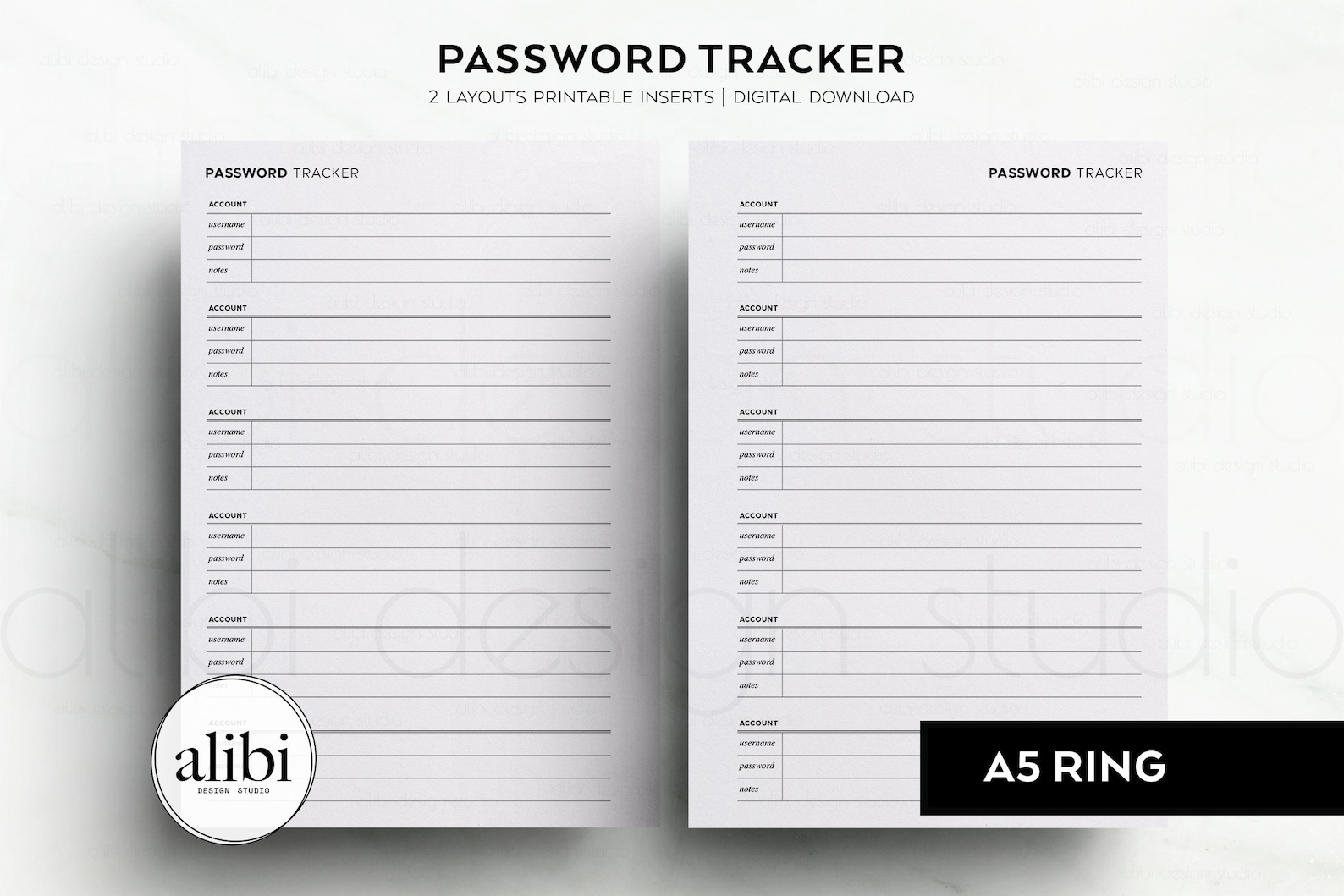 Password Protection Reminders A5 Password Tracker Password Manager Emergency Planner Password ...