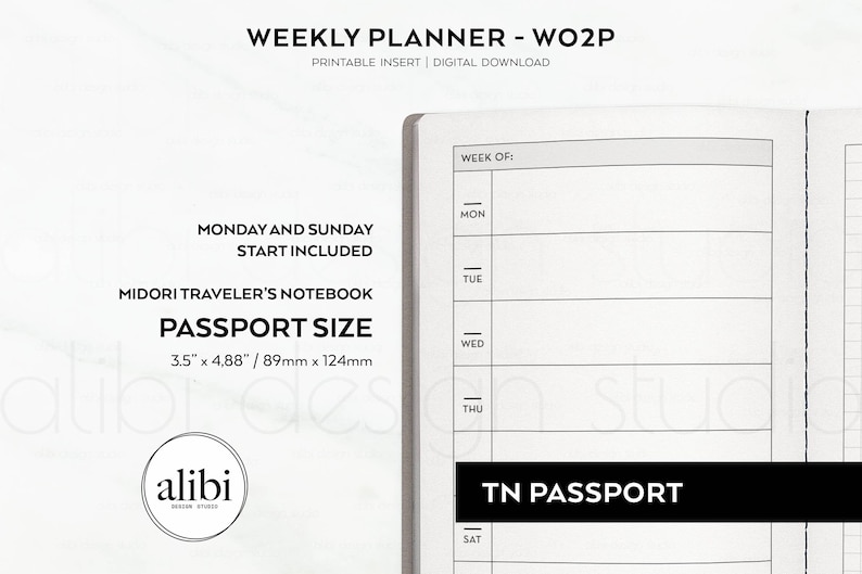 Passport TN Weekly Planner Travelers Notebook Weekly on 2 Page ...