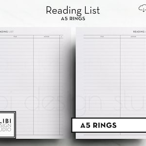 A5 Reading List Book Tracker A5 Printable Planner Inserts, Book Reviews Reading Planner
