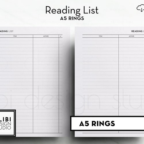 A5 Bookshelf Book List A5 Printable Planner Inserts Reading - Etsy