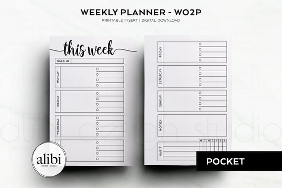 PRINTED WO2P Productivity Edition Pocket Weekly Planner 
