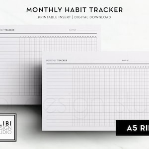 A5 Habit Tracker Monthly Planner A5 Printable Planner Inserts