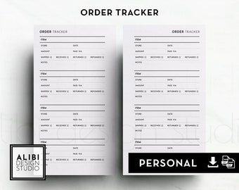 Personal Online Order Tracker Purchase Tracker Personal Printable Planner Inserts Shopping List Expense Tracker