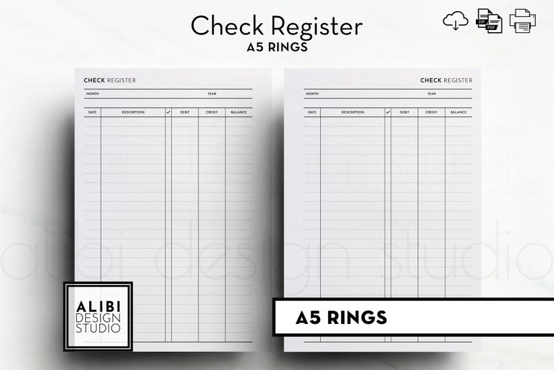 A5 Check Register Finance Planner A5 Planner Inserts Etsy