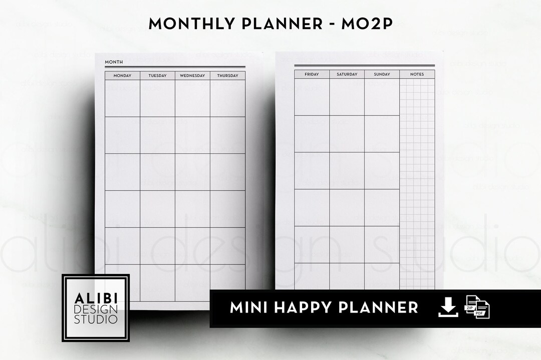 HP MINI Monthly Planner Undated Calendar Mini Happy Planner Printable ...