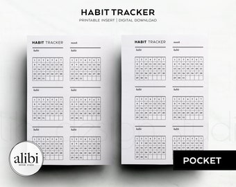 Pocket Habit Tracker Monatsplaner Pocket druckbare Planereinlagen