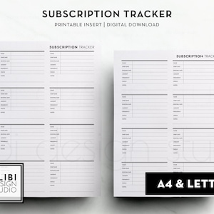 A4 und US Letter Größe, Abonnement-Tracker-Buch