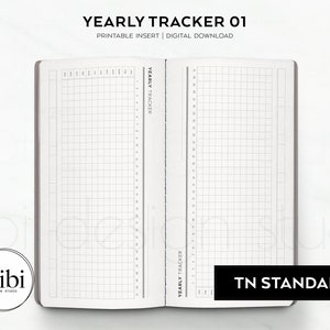 Standard TN Yearly Tracker Printable Traveler’s Notebook Standard Habit Tracker Insert | Midori Regular Size Year Overview