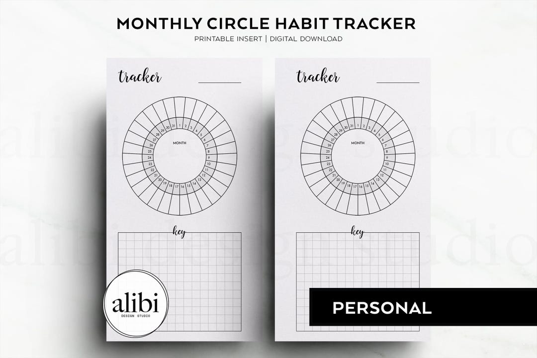 Personal Circle Habit Tracker Printable Inserts Monthly Planner No ...