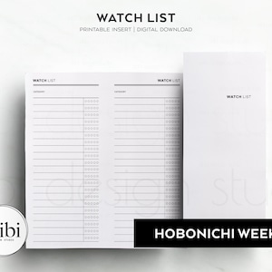 Hobonichi Weeks Watch List Movie List Tv Series Tracker Tv Show and Documentary List Binge Watching Hobo Weeks Printable Inserts