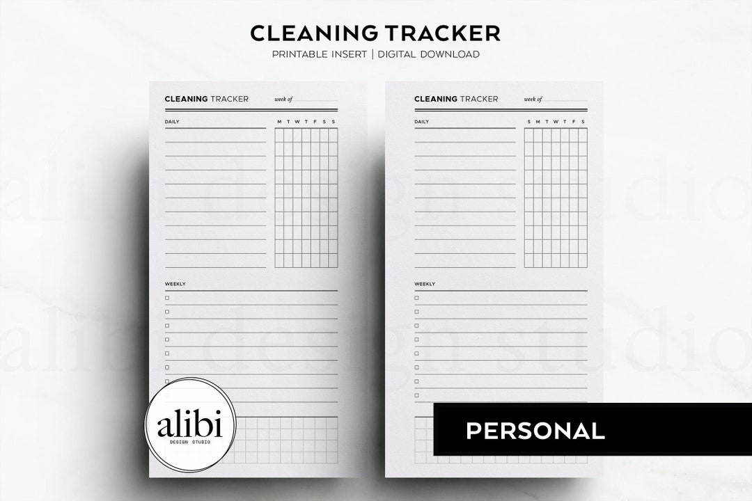 Personal Cleaning Tracker Printable Weekly Habit Tracker Personal ...