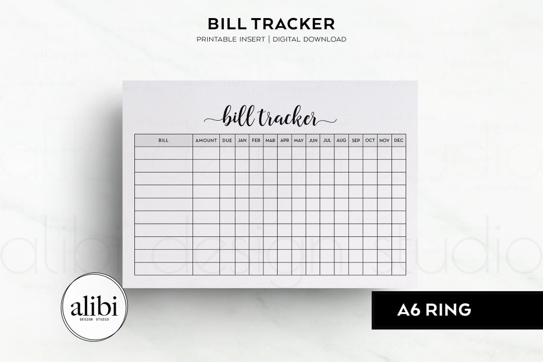 A6 Bill Tracker Financial Planner A6 Printable Planner Inserts Budget ...