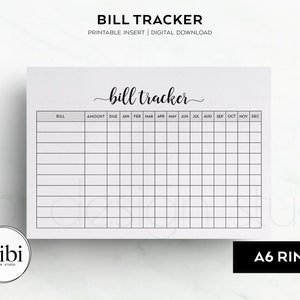A6 Bill Tracker Financial Planner A6 Printable Planner Inserts Budget ...
