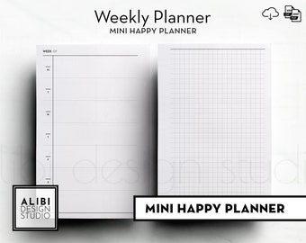 HP MINI Weekly Planner Weekly Overview Week on One Page MINI Happy Planner Printable Inserts Hobonichi Weeks Style | Wo1P
