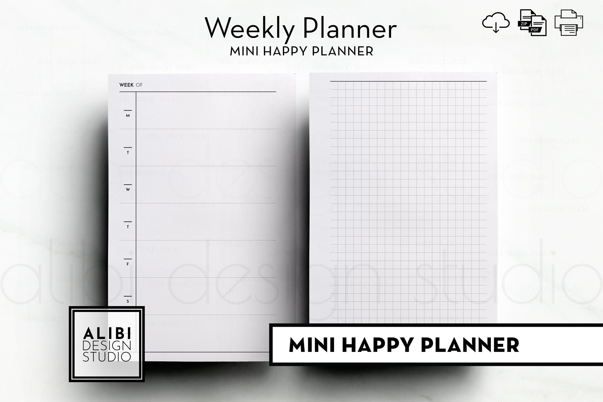 HP MINI Weekly Planner Weekly Overview Week on One Page MINI Happy ...