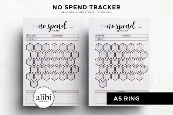 A5 No Spend Tracker Printable Savings Planner Money Challenge | A5 Printable Planner Budget Insert Financial Planner